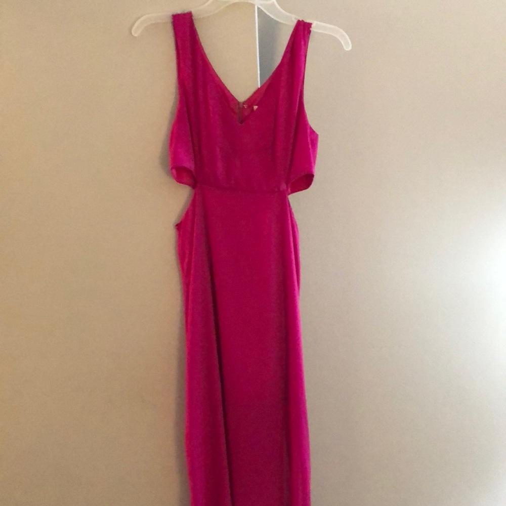 Fuchsia maxi dress with side cutouts